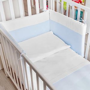 Parure de lit b&eacute;b&eacute; en pur coton, avec taie d'oreiller, couleur unie, fabriqu&eacute;e en Italie, lavable en machine, 8 couleurs diff&eacute;rentes, cadeau pour b&eacute;b&eacute;, gar&ccedil;on et fille (berceau, blanc) (LisolaStore, neuf)