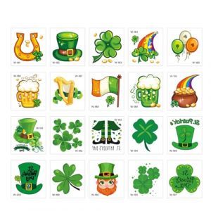 Autocollants de tatouage à thème vert, peinture irlandaise, autocollants de tatouage imperméables(20 PCS E) (Grand maritime trade, neuf)