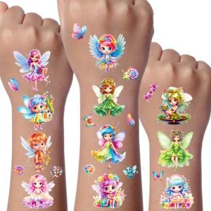Fée Tatouage Enfant, 12 Feuilles Tatouage Ephemere Paillette Fée Fille, Tatouages Decoration Anniversaire Fée, Cadeau Anniversaire Fée pour Filles (JOJOLUXE Direct, neuf)