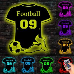 LZXSXZ Enseigne n&eacute;on personnalis&eacute;e Football, Football Veilleuse Ballon de Foot Personnalis&eacute;, Panneau n&eacute;on LED personnalis&eacute; Football Lampe Murale d'&eacute;clairage de pi&egrave;ce pour d&eacute;coration Murale (LeErDianZi, neuf)