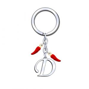 YUANSI Porte-clés Initial A-Z, Pendentif Décoratif Piment, Cadeau pour Femme Homme, Anniversaire Noël (D) (pingxiangshiyuansidianzishangwuyouxiangongsi, neuf)