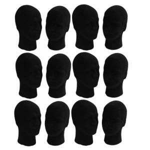 ISKDJBJG PolystyrèNe Mousse Noire ModèLe Mannequin TêTe Mannequin Stand Affichage Chapeau, 12 X NOIR (Boyining, neuf)