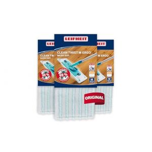 Leifheit Lot de 3X Housse Lave-Sol Micro Duo pour Clean Twist M Ergo/PowerClean, Housse de Rechange Microfibres, Housse pour Balai à Plat, Housse nettoyante pour Tous sols, Housse Double Fibre (avantrado.shop, neuf)