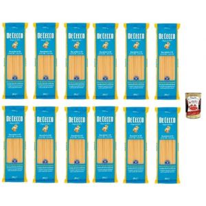 De Cecco Bucatini n&deg;15, P&acirc;tes 12 x 500 g, S&eacute;chage lent, Semoule de bl&eacute; dur de qualit&eacute; sup&eacute;rieure, Cuisson 11 min (al dente 9), Id&eacute;ales all&rsquo;Amatriciana & cacio e pepe + Italian Gourmet polpa 400g (Italiaen Gourmet UK Ltd, neuf)