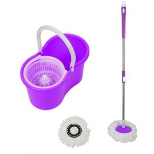 Balai avec Seau &agrave; P&eacute;dale, Balai Serpilli&egrave;re avec Seau Essoreur, T&ecirc;te Pivotante 360&deg;, Mops en Microfibre Lavables, pour Tous Types de Sols (Violet) (qhtxzyh, neuf)