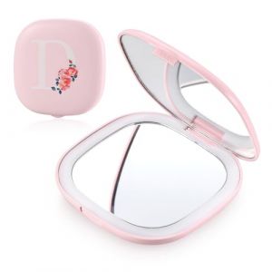 Presentimental Miroir de Poche Personnalis&eacute; Miroir de Voyage avec Gravure Miroir Compact pour Femme Fille Miroir grossissant 7cm Cadeau Personnalis&eacute;s pour Mariage, Anniversaire, No&euml;l (Letter-Rose) (Lovejewellery, neuf)