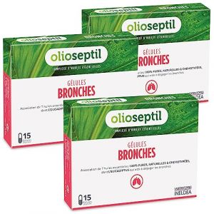 OLIOSEPTIL - Gélules Bronches - Complexe d'huiles essentielles pures - Gélules végétales L-Vcaps® - Dès 15 Ans - Aide à dégager les bronches et assainir les voies respiratoires - Lot de 3 (Parabio Santé, neuf)