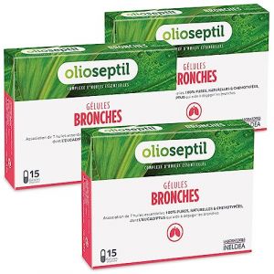 OLIOSEPTIL® - Bronches - Complexe d'huiles essentielles pures - Gélules végétales L-Vcaps® - Dès 15 Ans - Aide à dégager les bronches et assainir les voies respiratoires - Lot de 3 (Parabio Santé, neuf)