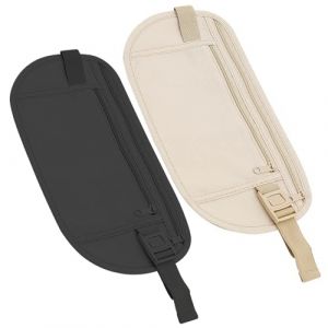 2 Pi&egrave;ces Ceinture Cache Billets, Pochette Secr&egrave;te Sac Banane Plat Ceinture d'argent Dissimul&eacute;e Utral&eacute;g&egrave;re avec Blocage RFID Ceintures de Voyage R&eacute;glable pour Homme Femme Voyage Course &agrave; Pied (Erfushangmao, neuf)