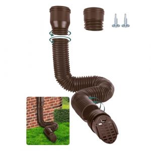 GartOasis Rallonge Gouttiere Flexible, Extension de Goutti&egrave;re Ronde pour 80/100 mm Descente avec Grille de Drainage, Tuyau Goutti&egrave;re Souple, 47-150 cm, Accessoires pour Goutti&egrave;res (Marron, 1 Pi&egrave;ce) (BKITC FR, neuf)