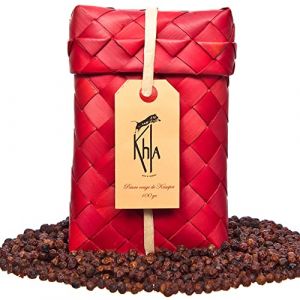 Khla - Poivre Rouge de Kampot Bio - Poivre en Grains 100g - Étui Cadeau Traditionnel Feuille de Palme - Grand Cru, Doux & Fruité - Ingrédient Cuisine - Épice d’Asie - Origine Cambodge (Khla, neuf)