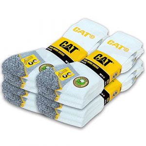 CAT Caterpillar 12 Paires REAL WORK SOCKS chaussettes de travail femmes hommes chaussettes de travail chaussettes d'affaires bas taille 35-50 (41-45, Blanc) (ST-Deals, neuf)