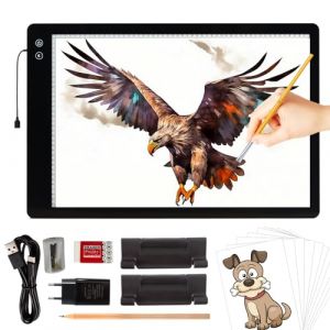 TOHETO A2 Mise à Niveau Rechargeable Tablette Lumineuse Diamond Painting, Super lumineuse Luminosité Variable en Continu Grande boîte Lumineuse Tableau d'affichage pour Tatouage, Animation, Croquis (TOHETO FR, neuf)
