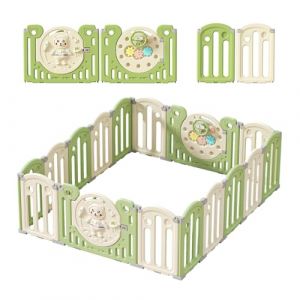 Parc Bebe Modulable, Parc Bebe Pliable, XXL Extra Large Parc Bebe, Loquet Parcs, Raccords Solides, Matériau de Sécurité HDPE, Réglage Antidérapant (12 14 16 Panneaux) (Zkiprm, neuf)