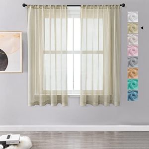 MRTREES 2 Pièces Rideaux Voilage Beige 140（L） x160（H） cm Passe Tringle Semi-Transparent Décoration d'Intérieur Fenêtre de Salon Moderne Chambre de Fille Enfant Cuisine Balcon Placard (MRTREES HOME, neuf)