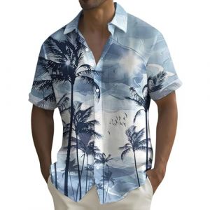 Offre du Jour Chemise Homme Manche Courte 4XL en Lin Été Manches Courtes Col Mao Blanche A Fleurs Hawaienne Bleue Haut Blanc Tee Shirt Chemisette Rouge Deguisement XL Noeud Papillon (Uwdiohq, neuf)