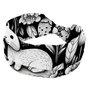 Bandeau pour filles et femmes - Motif &oelig;uf de P&acirc;ques - Lapin noir et blanc - Turban souple - Bandeau large - Bandeau &eacute;lastique pour yoga et entra&icirc;nement (ocenuttldat, neuf)