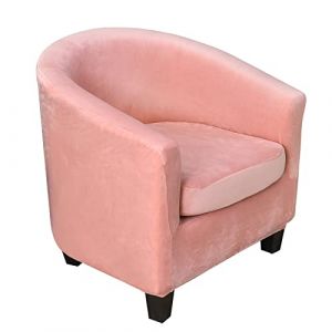 TOPCHANCES Velours Housse de Fauteuil Club 2 Pi&egrave;ces Housse de Fauteuil Extensible Jacquard Housse Fauteuil Salon Cabriolet Tub Chair avec Housse de Coussin (Rose) (paramount city, neuf)