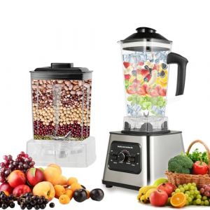 6000W 2-En-1 Blender Mixeur Multifonctions, 2L+0.5LBlender Smoothie Professionnel,Ergonomique,2700RPM,8 Lames en Inox,9 R&eacute;glages Vitesse,pour Smoothies, Shakes,Aliments,Glace Pil&eacute;E (Blanc - 2L+0,5l) (HORGA STORE S.R.L., neuf)