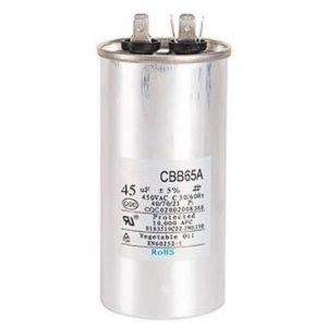 Condensateur CBB65-CBB65A avec 6 connecteurs (4+2) 45 μF 450V 40/70/21. Condensateur de démarrage de moteur, compresseur de climatisation, ect. 1 Pièce. (45mf) (Synn53, neuf)