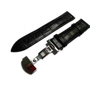g24 Bracelet de montre en cuir v&eacute;ritable de 19 mm pour PRC 200 PRS 200 1853 Boucle argent&eacute;e &agrave; d&eacute;ploiement noir-18 (g 24, neuf)
