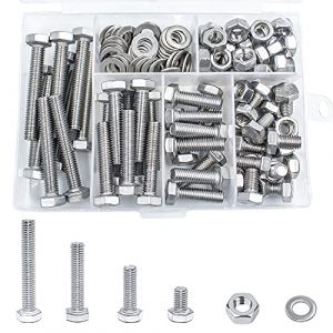 Vis à Tête Hexagonale M6 x 10-40 mm Acier Inoxydable 304 Boulon et écrous rondelles, 120PCS (QIQN, neuf)