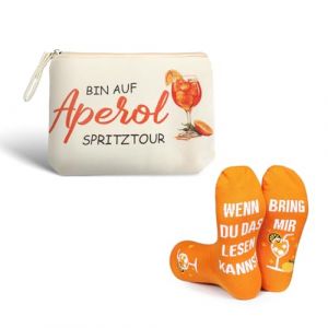 Coffret Cadeau Aperol - Trousse de Maquillage & Chaussettes Aperol pour Femme, Id&eacute;e Cadeau Originale Aperol Spritz, Cadeau pour Femme, Trousse Cosm&eacute;tique & Chaussettes Tailles 36-42 (Nymorats, neuf)