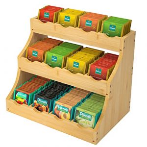 CALM COZY Bo&icirc;te de Rangement en Bambou pour sachets de th&eacute; avec 12 Compartiments Flexibles pour Le Rangement des Sachets de Th&eacute;, Tisane, Dosettes de Caf&eacute; (Lenka Fashion Mode, neuf)