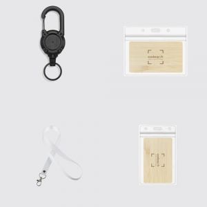 Porte Badge Premium avec Porte Carte Transparent, 1 Ensemble Comprend 4 &eacute;l&eacute;ments 1 Cordon, 1 porte Badge Enrouleur Deluxe et 2 Porte Carte &eacute;tanche pour porte cl&eacute;, carte d'Identit&eacute; (Blanc) (Alpanet, neuf)