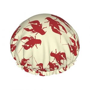Animal d'écrevisse motif bonnets de douche bonnet de bain réutilisable bonnet de bain élastique doux imperméable pour les bonnets de cheveux de toutes les longueurs de cheveux (FireBoomBoom, neuf)