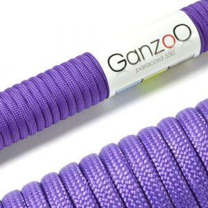 Ganzoo paracorde 550 4 mm Type 3, Violet, Longueur 3 m, Corde gain&eacute;e Polyester/Nylon avec &acirc;me 7 brins, pour Bricolage Bracelet, Collier et Laisse de Chien, Camping, randonn&eacute;e, Survie (Ganzoo, neuf)