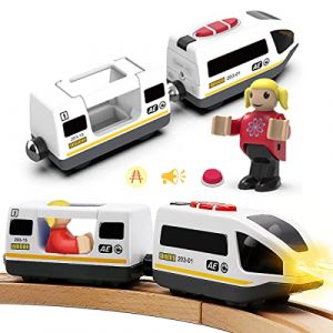 LiRiQi Train de locomotives à Piles (Connexion magnétique) - Train Électrique Haute Vitesse Compatible avec Thomas, Brio, Chuggington Rails en Bois et Train, Cadeaux Jouet pour Tout-Petits Enfants (StarVision SARL, neuf)