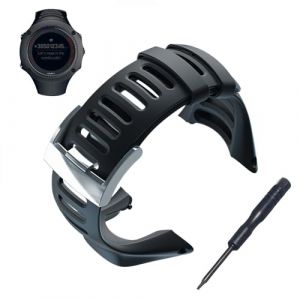 JTMM Bracelet de Montre, Doux en Caoutchouc Noir de Remplacement Bracelet de Montre avec Outil Gratuit pour Suunto Ambit 3 Peak/Ambit 2/1 (JTMM, neuf)
