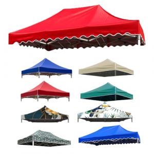 Toile de Rechange pour pavillon tonnelle Tente Toit de Remplacement Gazebo de Jardin Tissu Polyester Haute densité, Anti-UV 50+ pour Jardin, Terrasse, Marché Pavillon (Red (Wave),2X3M(6.5'x10')) (LFUK3, neuf)