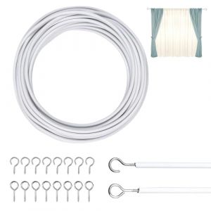 Cabl Cable Rideau avec 8 Boulons &agrave; Oeil et 8 Crochets, Cordon Blanc (MFSSEU, neuf)
