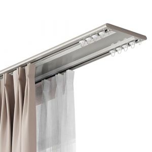 Rails de Rideau au Plafond &agrave; Rideaux &agrave; Double, Tringle de Rideaux &agrave; Rails &agrave; Double Rang&eacute;e, 1-6m Rails Plafond Rideau en Aluminium pour Salon Chambre &agrave; Coucher(Gold,2.4m(7.9ft)) (LSHUAI, neuf)