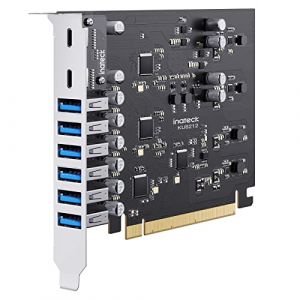 Inateck Carte PCIe vers USB 3.2 Gen 2, Chargement USB C PD, 2 Ports USB C et 6 Ports USB A avec Bande Passante Totale de 20Gbps, KU8212 (Inateck, neuf)