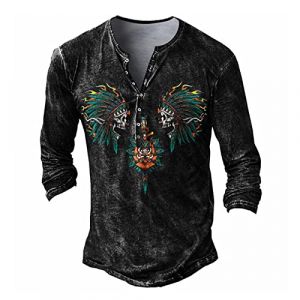 Deguisement Halloween Homme Chemise Homme Manches Longues Col Mao Tee Shirt Homme Vintage Assassin Creed Viking Gothique Steampunk Pirate Medieval Pas Cher Sweat Hauts Militaire Veste Vert XL (uxxnjfg, neuf)