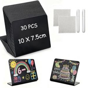 30 Pi&egrave;ces Mini Tableaux Noirs avec Feutre et Chiffon,Ardoise Table,Etiquette Prix,Marque Place Mariage,pour Buffet,Restaurant (Noir) (Lancen-EU, neuf)