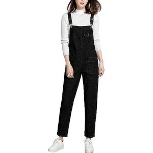 Vanchenl Salopette d&eacute;contract&eacute;e en denim ample pour femme - R&eacute;glable - Combinaison sarouel, Noir , XXL (Vanchenl, neuf)