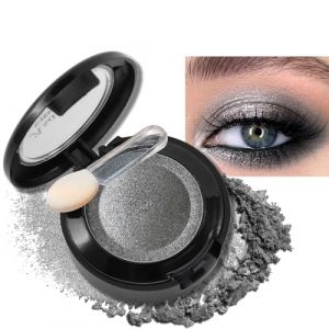 Erinde Fards à Paupières Gris Noir, Pailleté Highly Pigmentées, Longue Durée Fard à Paupières Waterproof, Palettes de Maquillage Métalliques, Avec un Pinceau à Paupières (erinde, neuf)