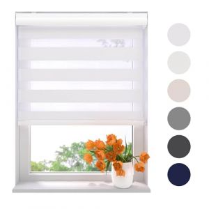 Radeco® Store Enrouleur Jour Nuit 40 x 175 cm (LxH) Blanc, translucide ou Transparent, Largeur de 40 à 220 cm, sans perçage Possible, Store, Store Jour Nuit, Stores intérieurs (WINDOW-DECORATIONCOM, neuf)