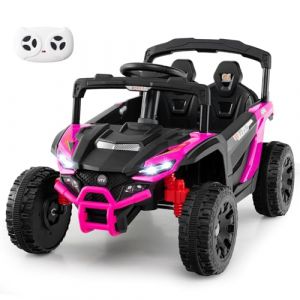 GOPLUS Voiture Electrique Enfants 2 Place avec Télécommande, Quad 4x4 Electrique Enfants 12V avec Démarrage Lent, Musique, Klaxon et Phares pour Enfants de 3+ Ans, Charge 30KG (Rouge) (Augenstern24, neuf)
