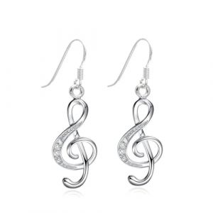 Wedity Boucles d'oreilles en M&eacute;tal avec Design de Notes de Musique, Stud Earrings, Argent, Femme, Fille, Musique, Notes, Pendentif, Cadeau, Amour, Amiti&eacute; (Wedity, neuf)
