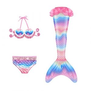 Maillot De Bain Enfant Fille Joli Maillot de Bain d'été Cosplay Party Fille Manches Longues 3 Pièces Deguisement Océan Piscine Natation Plage Costume de Bain de Plage (HIKLASbien, neuf)