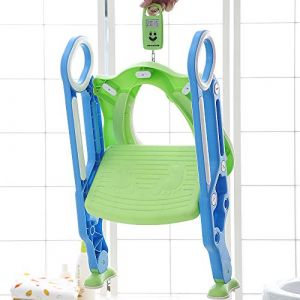 Siège de Toilette Enfant Réglable et Pliable, Réducteur de Toilette Bébé avec Marches, Entraîneur de Toilette pour Enfants avec Échelle, Matériaux de Qualité, pour Toilette de Hauteur 38-42cm (Hechheu, neuf)