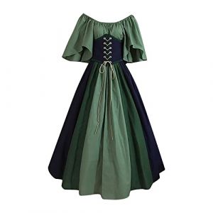 Susenstone 2024 Robe Medievale Femme Grande Taille Victorienne Steampunk Gothique Vintage Medievale Steampunk Costume M&eacute;Di&eacute;Val Femme D&eacute;Guisement Victorienne D&eacute;Guisements Dress Halloween Renaissance (⭐⭐⭐⭐⭐Susenstone, neuf)