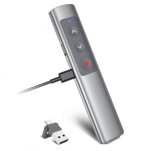 [Aluminium + 2 en 1 USB-C + Rechargeable]Telecommande Ordinateur Powerpoint, 2 in 1 USB Type C Telecommande Powerpoint sans Fil Presentation Cliqueur, Powerpoint Remote pour Présentation, Enseignement (M YY, neuf)
