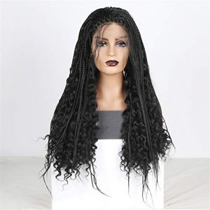 Perruques Avant Synthétiques En Fibre Haute Température De Couleur Noire Tressée En Boîte Tressée Pour Femme, Perruque Synthétique Sans Colle Avec Cheveux De Bébé, B, 22 Pouces (22 Pouces | B) (zhoushengbijie, neuf)