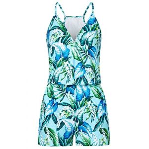 Loveternal Combinaison Femme Salopette Femme Été Court Barboteuse Drap One Piece Combishort Sans Manches Élégant Sexy Bretelles Dos Nu Poches V Cou Plage, M (Chuangjinghai, neuf)